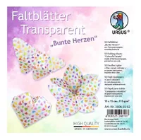 URSUS Faltblätter Bunte Herzen 50 Blatt - Papierformat: 15 x 15 cm - Selbstklebend: Nein - Papierfarbe: Mehrfarbig - Papiertyp: Bastelpapier - Mediengewicht: 115 g/m² - Verpackungseinheit: 50 Stück