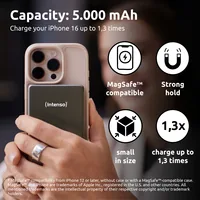 Intenso MW5000 Lithium Polymer (LiPo) 5000 mAh Wireless charging Grau