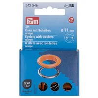 Prym Ösen mit Scheiben 20 Stück, Orange-Silber - Verpackungseinheit: 20 Stück - Detailfarbe: Orange - Silber - Produkttyp: Ösen