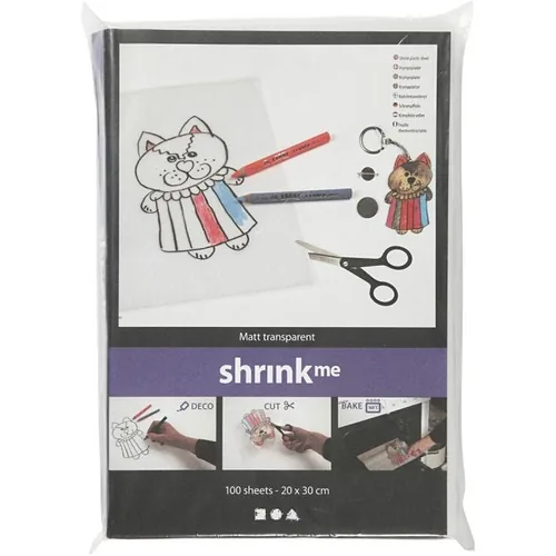 Creativ Company Schrumpffolie 20 x 30 cm, 100 Blatt, Transparent - Geeignet für Drucker: Keine Angaben - Detailfarbe: Transparent - Aussenanwendung: Nein - Selbstklebend: Nein - Folien Effekt: Transparent - Format: 20 x 30 cm