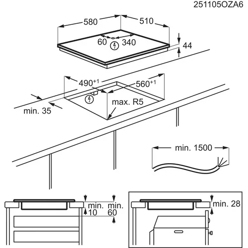 Electrolux EIS62453IZ Nero Da incasso 60 cm Piano cottura a induzione 4 Fornello(i)