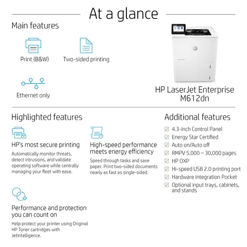HP LaserJet Enterprise M612dn 1200 x 1200 DPI A4 WLAN