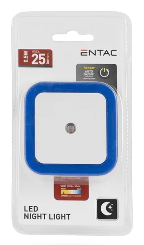 Entac Nachtlicht 0.5W quadratisch CW Blue Dämmerungssensor