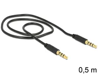 Delock Audio-Kabel 3.5 mm Klinke - 3.5 mm Klinke 0.5 m - Kabeltyp: Anschlusskabel - Audioanschluss Seite A: 3.5 mm Klinke - Audiokanäle: Stereo - Audioanschluss Seite B: 3.5 mm Klinke - Detailfarbe: Schwarz - Länge: 0.5 m