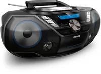 Philips Radio/CD-Player AZB798T/12 Schwarz - Radio Tuner: FM - DAB+ - Stromversorgung: Batteriebetrieb - Netzbetrieb - Detailfarbe: Schwarz - Ausstattung: Kassettendeck - Sleep-Timer - Fernbedienung - CD-Player - Typ: Portabler Radio