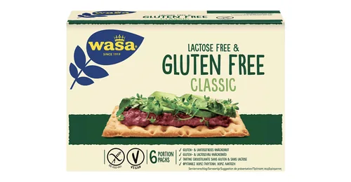Dr.Schär Knäckebrot Wasa glutenfrei 240 g - Produkttyp: Knäckebrot - Nährwertangabe pro: 100 g - Energiegehalt (in kj): 1678 KJ - Energiegehalt (in kcal): 398 Kcal - Fett: 8 g - Davon gesättigte Fettsäuren: 1 g