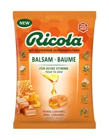 Ricola Bonbons Balsam Honig- Caramel 68 g - Produkttyp: Lutschbonbons - Nährwertangabe pro: 100 g - Energiegehalt (in kj): 1580 KJ - Energiegehalt (in kcal): 372 Kcal - Fett: 0 g - Davon gesättigte Fettsäuren: 0 g
