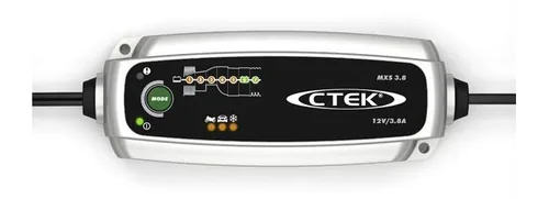 Ctek Batterieladegerät MXS 3.8 - Anwendungsbereich: Motorrad - PKW - Spannung: 12 V - Kompatible Akkutypen: Blei (Pb) - Maximaler Ladestrom: 3.8 A - Erhaltungsladung: Ja