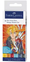 FABER-CASTELL Pitt Artist Pen Manga Shônen 167157 diverse Farben 6 Stück