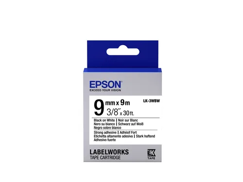 TAPE LK-3WBW STRNG ADH ADHESIVE LK-3WBW BLACK/WHITE 9MM