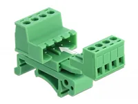 Delock 4 Pin, 5.08 mm Rastermass gewinkelt - Detailfarbe: Grün - Montage: DIN-Rail