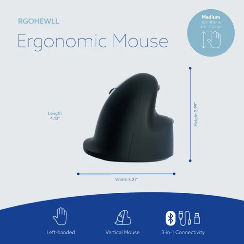 R-Go Tools RGOHEWLL souris Gaming Gauche Bluetooth Optique 2400 DPI