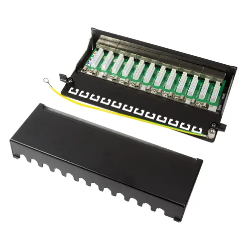 Logilink Patchpanel TischWand Cat.6 STP 12 Ports, schwarz