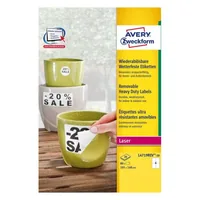 Avery Zweckform Universal-Etiketten 105 x 148 mm, 20 Blatt - Klebehaftung: Stark haftend - Drucker Kompatibilität: Laser - Anzahl Blatt: 20 × - Papierformat: A4 - Anzahl Etiketten: 80 - Etikettengrösse: 105 x 148 mm