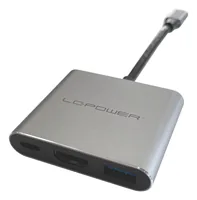 LC-Power LC-HUB-C-MULTI-4-V2 interface hub USB Type-C 5000 Mbit/s Silver, Black