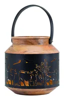 Kadastar Laterne Alpaufzug Familie 31 cm, Braun/Schwarz - Detailfarbe: Braun - Schwarz - Höhe: 31 cm - Detailmaterial: Holz - Stahl - Grundmaterial: Holz - Metall