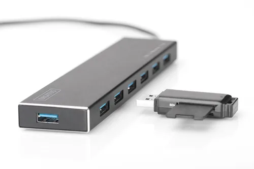 DIGITUS USB-Hub 7-Port 3.0->7xA3.0 m.Netzteil schwarz