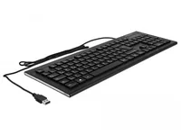 Delock Tastatur 12672 USB Water Drop DE-Layout - Tastatur Typ: Business - Tastaturlayout: QWERTZ (DE) - Tastatur Features: Hotkeys - Medientasten - Ziffernblock - Einstellbarer Neigungswinkel - Keyboard Tasten: Chiclet (Notebook) - Detailfarbe: Schwarz - 