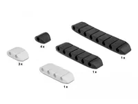 Delock Kabelhalter trapezförmig Kombi Set 10 Stück - Produkttyp: Kabel-Clip - Ausstattung Kabelmanagement: Set - Selbstklebend - Verpackungseinheit: 10 Stück - Material: TPR - Detailfarbe: Schwarz - Weiss
