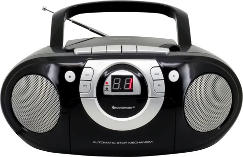 soundmaster Radio/CD-Player SCD5100SW Schwarz - Radio Tuner: FM - Stromversorgung: Batteriebetrieb - Netzbetrieb - Detailfarbe: Schwarz - Ausstattung: Kassettendeck - CD-Player - Typ: Portabler Radio
