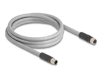 Delock M12 Kabel L-kodiert 5 Pin Stecker zu Buchse PUR schleppkettentauglich 2 m grau