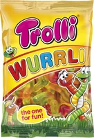 Trolli Gummibonbons Wurrli Würmer 200 g - Produkttyp: Gummibonbons - Nährwertangabe pro: 100 g - Energiegehalt (in kj): 1421 KJ - Energiegehalt (in kcal): 334 Kcal - Fett: 0.1 g - Gesättigte Fettsäuren: 0.1 g