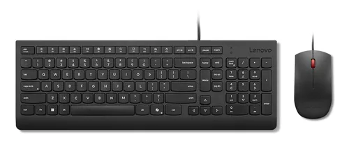 Lenovo Essential Wired Combo Black US Euro clavier Souris incluse Universel USB Noir