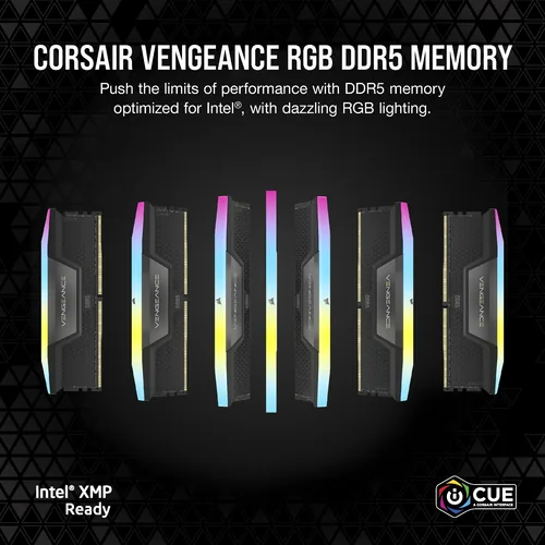 DIMM 16 GB DDR5-5200 (2x 8 GB) Dual-Kit (schwarz, CMH16GX5M2B5200C40, Vengeance RGB, INTEL XMP)
