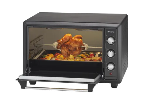Trisa Backofen Forno Gusto 34 l, Schwarz - Funktionen: Backen - Braten - Grill - Ausstattung: Backblech - Gitterrost - Drehspiess - Breite: 50 cm - Höhe: 30 cm - Tiefe: 39.5 cm - Detailfarbe: Schwarz