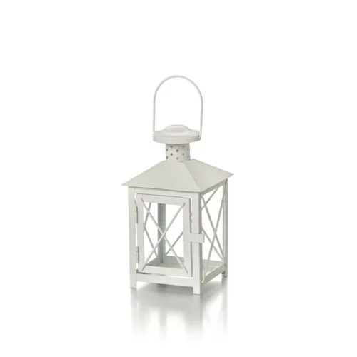 balthasar Laterne 24 cm, Weiss - Höhe: 24 cm - Detailfarbe: Weiss - Detailmaterial: Glas - Metall - Grundmaterial: Glas - Metall