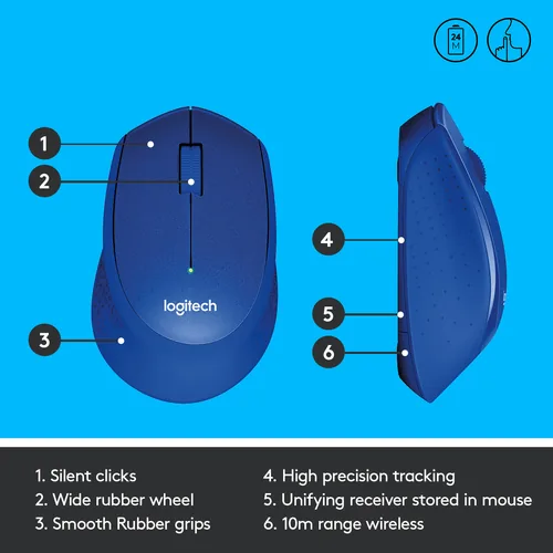 Logitech Mouse M330 SILENT PLUS Wireless Blue