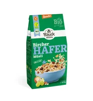 Bauck Mühle Bircher – Hafer – Müsli 425 g - Produkttyp: Getreide - Nährwertangabe pro: 100 g - Energiegehalt (in kj): 1578 KJ - Energiegehalt (in kcal): 375 Kcal - Fett: 7.9 g - Davon gesättigte Fettsäuren: 1.2 g