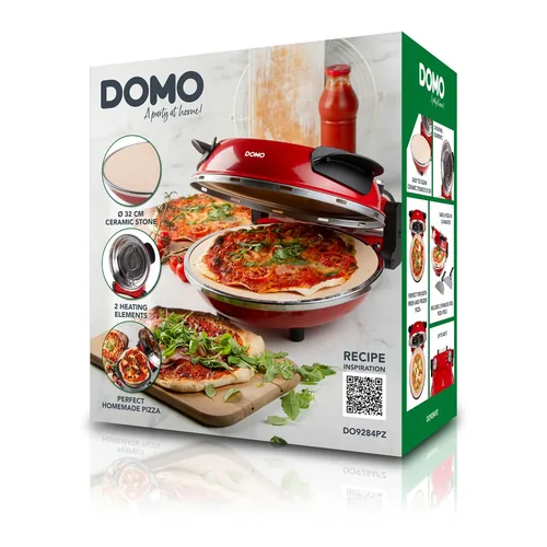 Domo Pizzaofen DO9284PZ - Anzahl Personen: 1 - Detailfarbe: Rot - Leistung: 1200 W - Produkttyp: Pizzamaker