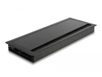 Delock Einbaurahmen für Tisch mit Bürste 300x120x28mm, Schwarz - Zubehörtyp Steckerleisten: Einbaurahmen