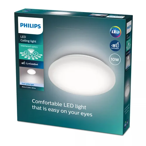 Philips Deckenleuchte Moire CL200, 4000K, 1000 lm weiss - Leuchten Kategorie: Deckenleuchte - Betriebsart: Netzbetrieb - Lampensockel: LED fest verbaut - Farbtemperatur Kelvin: 4000 K - Dimmbar: nicht dimmbar - Farbwiedergabeindex CRI: 80