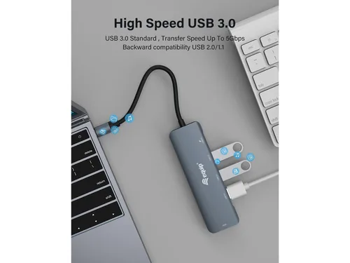Equip Dock 5-1 USB-C->HDMI,3xUSB-A,100W USB-C 0.25m