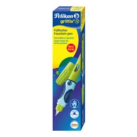 Pelikan Füllfederhalter Griffix A, für Rechtshänder, Grün - Strichstärke: A - Set: Nein - Bedienungsseite Stift: Rechtshänder - Ergnonomisch Schreiben: Ja - Anwender: Kinder - Schüler - Schriftfarbe: Königsblau