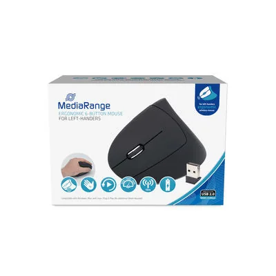 MediaRange Maus Wireless ergonomische Rechtshänder, schwarz