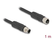 Delock M12 Kabel L-kodiert 4 Pin Stecker zu Buchse PUR schleppkettentauglich 1 m schwarz