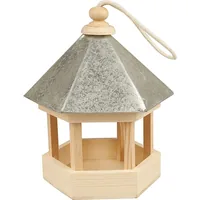Creativ Company Holzartikel Vogelfutterhaus mit Zinkdach - Breite: 18 cm - Höhe: 22 cm - Länge: 16.5 cm - Anzahl Stück: 1 Stück - Holzherkunft: China - Holzhandelsname: Kiefer