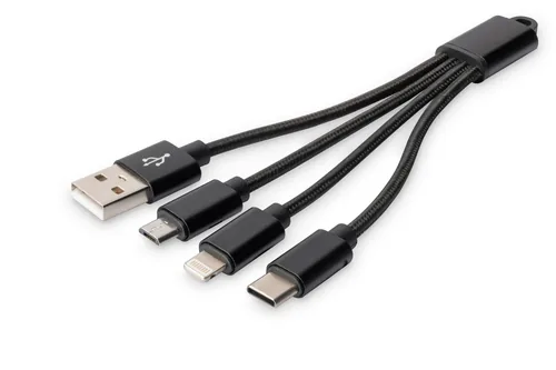 Digitus 3-in-1 USB charging cable, 0.15m