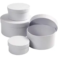 Creativ Company Papp-Schachtel Weiss, 4 Stück - Form: Rund - Verpackungseinheit: 1 Stück - Papp-Art: Papp-Schachtel