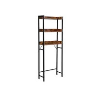 VASAGLE Badezimmerregal mit 3 Ablagen 63 x 165 cm, Schwarz/Braun - Tiefe: 25 cm - Breite: 63 cm - Höhe: 165 cm - Detailmaterial: Metall - Spanplatte - Grundmaterial: Holz - Metall