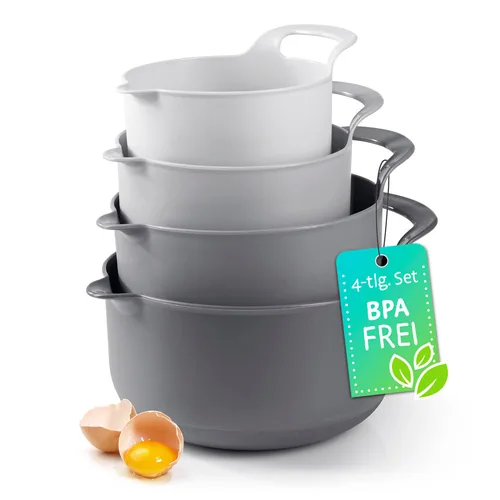 GOURMETmaxx Schüssel 4-teilig, , 4 Stück, Schwarz/Grau/Weiss - Unterteilungsmöglichkeit: Nein - Material: Kunststoff - Detailfarbe: Grau - Schwarz - Weiss - Set: Ja - Form: Rund