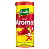 Knorr Gewürz Aromat Chili Streuwürze 90 g - Produkttyp: Gewürzmischungen - Ernährungsweise: Vegetarisch - Vegan - Produktionsland: Schweiz - Zertifikate: Keine Zertifizierung - Packungsgrösse: 90 g - Fairtrade: Nein