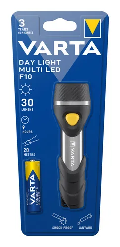 Varta Day Light Multi LED F10 Aluminium, Black Keychain flashlight