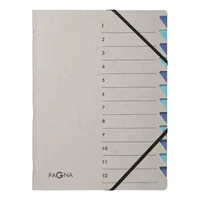 Pagna Ordnungsmappe A4 Easy Grey Grau; Blau, 12 Fächer - Typ: Ordnungsmappe - Ausstattung: Register - Gummiband - Detailfarbe: Grau - Blau - Material: Span
