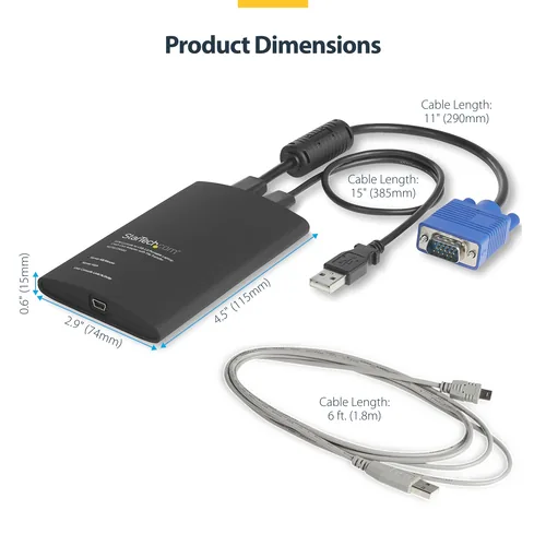 StarTech KVM Console to Laptop USB 2.0 Portable Crash Cart Adapter with File Transfer & Video Capture - Portable KVM Console