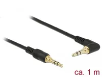 Delock Klinkenkabel 3,5 mm 3 Pin Stecker > Stecker gewinkelt 1 m schwarz