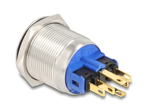 Druckschalter zum Einbau 22 mm 6 x Lötanschluss LED weiß Powersymbol + Ring